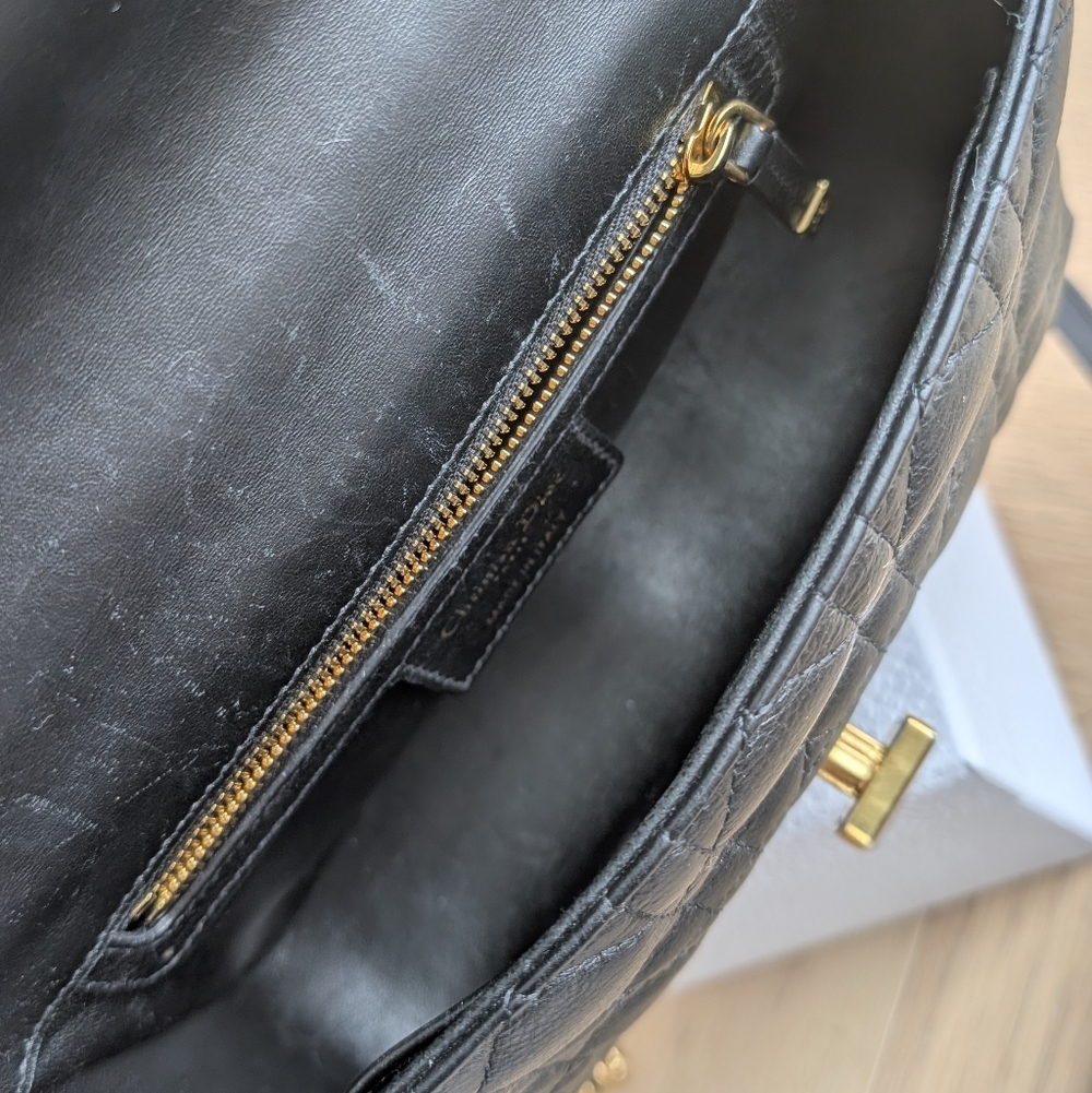 Dior Caro Small Black and Gold Quilted Chain Bag - Picture 6 of 12